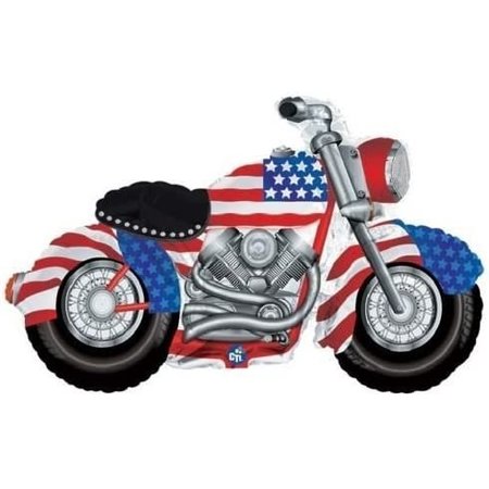 LOONBALLOON Motorcycle Hog Bike Red White Blue Patriotic Party Mylar Balloon LB-BB-434158HP